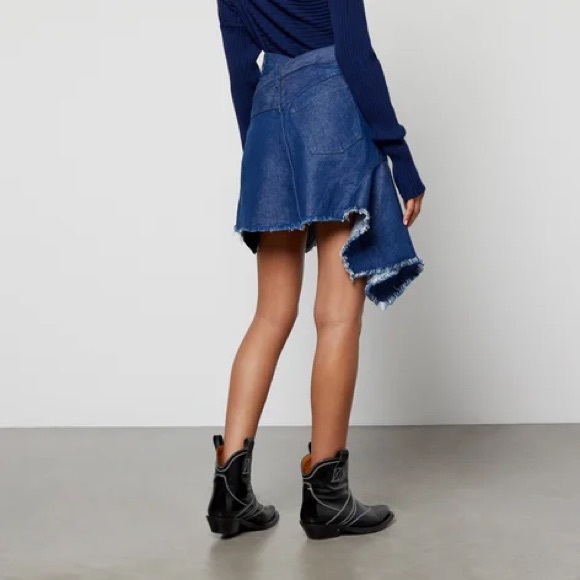 New Marques Almeida Asymmetrical Frayed Denim Mini Skirt size UK 8/ US 4 - Picture 11 of 13